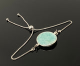 Amazonite Gemstone Bracelet, Sterling Silver Adjustable Bolo Bracelet, AAA Quality Peruvian Amazonite Bracelet, Gifts for Her