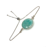 Amazonite Gemstone Bracelet, Sterling Silver Adjustable Bolo Bracelet, AAA Quality Peruvian Amazonite Bracelet, Gifts for Her