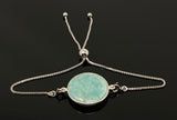 Amazonite Gemstone Bracelet, Sterling Silver Adjustable Bolo Bracelet, AAA Quality Peruvian Amazonite Bracelet, Gifts for Her