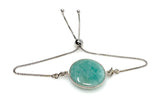 Amazonite Gemstone Bracelet, Sterling Silver Adjustable Bolo Bracelet, AAA Quality Peruvian Amazonite Bracelet, Gifts for Her