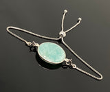 Amazonite Gemstone Bracelet, Sterling Silver Adjustable Bolo Bracelet, AAA Quality Peruvian Amazonite Bracelet, Gifts for Her