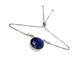 Lapis Lazuli Bar Gemstone Bracelet, Sterling Silver Adjustable Bolo Bracelet, AAA Quality Lapis Lazuli Bracelet, Gifts for Her