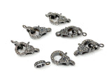 Pave Diamond Clasp, Sterling Silver Lobster Clasp with Diamond Bail, Double Sided Diamonds, 17.5mm x 11mm