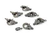 Pave Diamond Clasp, Sterling Silver Lobster Clasp with Diamond Bail, Double Sided Diamonds, 17.5mm x 11mm