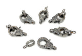 Pave Diamond Clasp, Sterling Silver Lobster Clasp with Diamond Bail, Double Sided Diamonds, 17.5mm x 11mm
