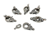 Pave Diamond Clasp, Sterling Silver Lobster Clasp with Diamond Bail, Double Sided Diamonds, 17.5mm x 11mm