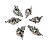 Pave Diamond Clasp, Sterling Silver Lobster Clasp with Diamond Bail, Double Sided Diamonds, 17.5mm x 11mm