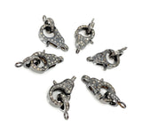 Pave Diamond Clasp, Sterling Silver Lobster Clasp with Diamond Bail, Double Sided Diamonds, 17.5mm x 11mm