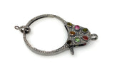 Pave Diamond Clasp with Tourmaline, Sterling Silver Lobster Clasp with Diamond Bail, Tourmaline Gemstone Clasp, Large Size 52.70mm x 34mm