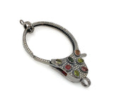 Pave Diamond Clasp with Tourmaline, Sterling Silver Lobster Clasp with Diamond Bail, Tourmaline Gemstone Clasp, Large Size 52.70mm x 34mm