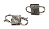 Pave Diamond Lock, Black Rhodium over Sterling Silver Double Sided Clasp and Double Sided Diamonds, 24.5mm x 14mm , 1 Pc