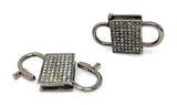 Pave Diamond Lock, Black Rhodium over Sterling Silver Double Sided Clasp and Double Sided Diamonds, 24.5mm x 14mm , 1 Pc