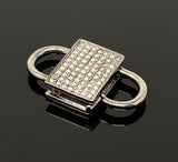 Pave Diamond Lock, Black Rhodium over Sterling Silver Double Sided Clasp and Double Sided Diamonds, 24.5mm x 14mm , 1 Pc