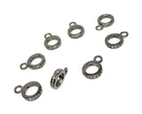 7 Pcs Pave Diamond Bail, Pave Diamond Closed Pendant Bail Clasp, Jewelry Findings, Black Rhodium over Sterling Silver Bail, 12.5mm x 9mm