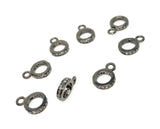 7 Pcs Pave Diamond Bail, Pave Diamond Closed Pendant Bail Clasp, Jewelry Findings, Black Rhodium over Sterling Silver Bail, 12.5mm x 9mm