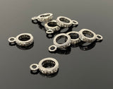 7 Pcs Pave Diamond Bail, Pave Diamond Closed Pendant Bail Clasp, Jewelry Findings, Black Rhodium over Sterling Silver Bail, 12.5mm x 9mm