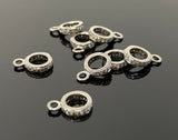7 Pcs Pave Diamond Bail, Pave Diamond Closed Pendant Bail Clasp, Jewelry Findings, Black Rhodium over Sterling Silver Bail, 12.5mm x 9mm