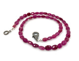 17.25” Genuine Pink Sapphire Necklace with Pave Diamond Clasp, Natural Pink Sapphire Necklace, AAA Grade, Gifts for Her