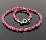 17.25” Genuine Pink Sapphire Necklace with Pave Diamond Clasp, Natural Pink Sapphire Necklace, AAA Grade, Gifts for Her