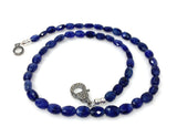 17” Genuine Blue Sapphire Necklace with Pave Diamond Clasp, Natural Blue Sapphire Necklace, AAA Grade, Gifts for Her