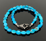 17" Genuine Arizona Turquoise Necklace with Pave Diamond Clasp, Spiritual Healing Chakra Necklace, Crystal Jewelry, December Birthstone Gift