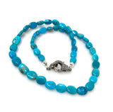 17" Genuine Arizona Turquoise Necklace with Pave Diamond Clasp, Spiritual Healing Chakra Necklace, Crystal Jewelry, December Birthstone Gift