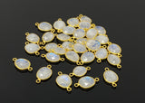 5 Pcs/ 10 Pcs Rainbow Moonstone Connectors, Gemstone Connectors, 14K Gold Plated over Sterling Silver, 17x9mm - 22x14mm