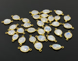 5 Pcs/ 10 Pcs Rainbow Moonstone Connectors, Gemstone Connectors, 14K Gold Plated over Sterling Silver, 17x9mm - 22x14mm