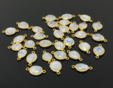 5 Pcs/ 10 Pcs Rainbow Moonstone Connectors, Gemstone Connectors, 14K Gold Plated over Sterling Silver, 17x9mm - 22x14mm