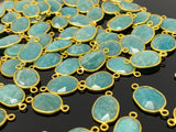 5pcs/10Pcs Natural Amazonite Gemstone Connectors, 14K Gold Plated over Sterling Silver, Jewelry Supplies, 18x11mm - 25x15mm