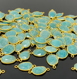 5pcs/10Pcs Natural Amazonite Gemstone Connectors, 14K Gold Plated over Sterling Silver, Jewelry Supplies, 18x11mm - 25x15mm