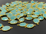 5pcs/10Pcs Natural Amazonite Gemstone Connectors, 14K Gold Plated over Sterling Silver, Jewelry Supplies, 18x11mm - 25x15mm