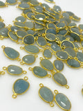 5Pcs/10Pcs Natural Aquamarine Gemstone Connectors, 14K Gold Plated over Sterling Silver, 18x10mm-22x14mm