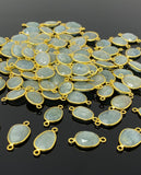 5Pcs/10Pcs Natural Aquamarine Gemstone Connectors, 14K Gold Plated over Sterling Silver, 18x10mm-22x14mm