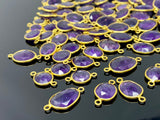 5 Pcs/10 Pcs Amethyst Gemstone Connector, 14K Gold Plated over Sterling Silver, Bulk Wholesale Jewelry Supplies, 18x9mm- 22x14mm