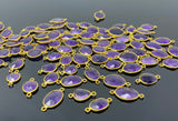 5 Pcs/10 Pcs Amethyst Gemstone Connector, 14K Gold Plated over Sterling Silver, Bulk Wholesale Jewelry Supplies, 18x9mm- 22x14mm
