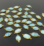 10 Pcs Larimar Connectors, Gemstone Connectors, 14K Gold Plated over Sterling Silver, Bulk Wholesale Jewelry Supplies, DIY Jewelry Making