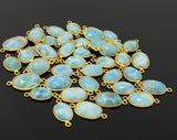 Natural Larimar gemstone connectors displayed on elegant background for premium jewelry making supplies