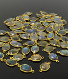 5Pcs/10PcsLabradorite Connectors, Gemstone Connectors, Bulk Wholesale Jewelry Supplies, 19x10mm - 25x12.5mm