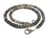 17.5” Natural Labradorite Necklace with Pave Diamond Clasp, Multi Fire Labradorite Necklace, 7mm - 7.5mm, Gifts for Her