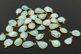 5Pcs/10Pcs Larimar Gemstone Charms, Jewelry Supplies, 14K Gold plated over Silver , Bulk Charms, Bulk Wholesale Charms, 16x10mm - 23x14mm
