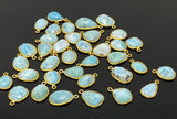 5Pcs/10Pcs Larimar Gemstone Charms, Jewelry Supplies, 14K Gold plated over Silver , Bulk Charms, Bulk Wholesale Charms, 16x10mm - 23x14mm