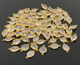 5Pcs/10 Pcs Rose Quartz Connectors, Gemstone Connector, Bulk Wholesale Jewelry Supplies, Gold over Plated Sterling Silver, 19x10mm - 20x13mm