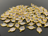 5Pcs/10 Pcs Rose Quartz Connectors, Gemstone Connector, Bulk Wholesale Jewelry Supplies, Gold over Plated Sterling Silver, 19x10mm - 20x13mm