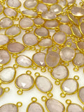 5Pcs/10 Pcs Rose Quartz Connectors, Gemstone Connector, Bulk Wholesale Jewelry Supplies, Gold over Plated Sterling Silver, 19x10mm - 20x13mm