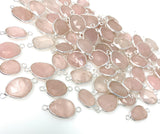 5Pcs/ 10Pcs Rose Quartz Connector, Gemstone Connectors, Wholesale Bulk Jewelry Supplies, 19x10mm-24x13mm