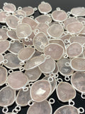 5Pcs/ 10Pcs Rose Quartz Connector, Gemstone Connectors, Wholesale Bulk Jewelry Supplies, 19x10mm-24x13mm