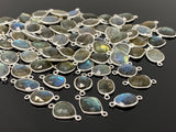 Labradorite Connectors, Gemstone Connectors, Silver Connectors, Bulk Wholesale Jewelry Supplies, 19x11mm - 22x13mm