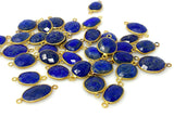 5Pcs/10Pcs Lapis Lazuli Connectors, Gemstone Connectors, 14K Gold Plated over Sterling Silver, Bulk Jewelry Supplies, 20x10mm - 24x15mm