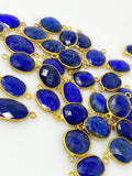 5Pcs/10Pcs Lapis Lazuli Connectors, Gemstone Connectors, 14K Gold Plated over Sterling Silver, Bulk Jewelry Supplies, 20x10mm - 24x15mm